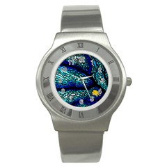 Sea Coral Stained Glass Stainless Steel Watch by HermanTelo