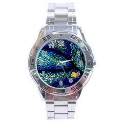 Sea Coral Stained Glass Stainless Steel Analogue Watch by HermanTelo