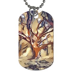 Tree Forest Woods Nature Landscape Dog Tag (one Side)