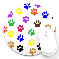 Pawprints Paw Prints Paw Animal Round Mousepads by Sapixe