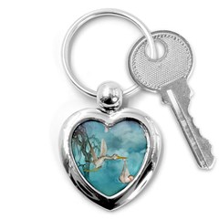 Cute Baby Is Coming With Stork Key Chain (heart) by FantasyWorld7