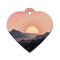 Sunset Sky Sun Graphics Dog Tag Heart (two Sides)