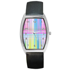 Texture Abstract Squqre Chevron Barrel Style Metal Watch