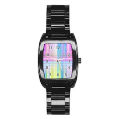 Texture Abstract Squqre Chevron Stainless Steel Barrel Watch