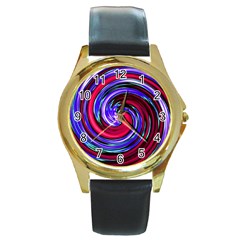 Swirl Vortex Motion Round Gold Metal Watch