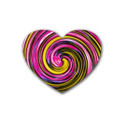 Swirl Vortex Motion Pink Yellow Rubber Coaster (heart) 