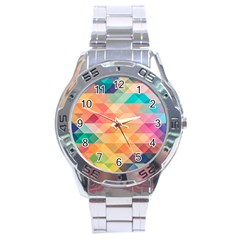 Texture Triangle Stainless Steel Analogue Watch