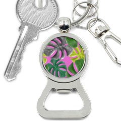 Tropical Greens Pink Leaf Bottle Opener Key Chain