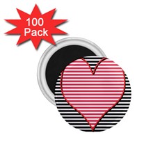 Heart Stripes Symbol Striped 1 75  Magnets (100 Pack)  by Bajindul