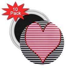 Heart Stripes Symbol Striped 2 25  Magnets (10 Pack)  by Bajindul