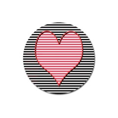 Heart Stripes Symbol Striped Magnet 3  (round) by Bajindul