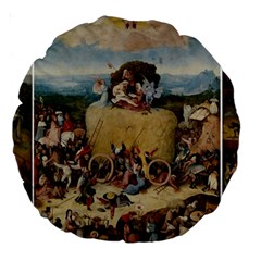 Heronimus Bosch The Haywagon 2 Large 18  Premium Round Cushions by impacteesstreetwearthree