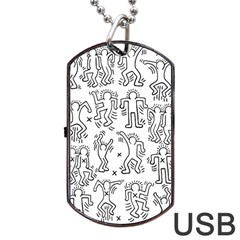 Doodle Pattern Dog Tag Usb Flash (one Side) by Valentinaart