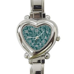 Doodle Pattern Heart Italian Charm Watch by Valentinaart