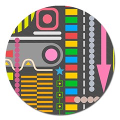 Abstract Background Colors Shapes Magnet 5  (round) by Pakrebo