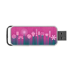 Floral Flowers Abstract Pink Portable Usb Flash (two Sides) by Pakrebo