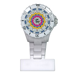 Kaleidoscope Bright Flower Mandala Plastic Nurses Watch by Pakrebo