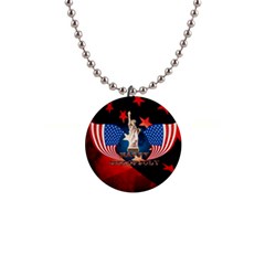 Happy 4th Of July 1  Button Necklace by FantasyWorld7