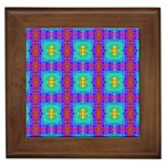 Groovy Green Orange Blue Yellow Square Pattern Framed Tiles Front