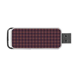 Argyle Dark Purple Yellow Pattern Portable Usb Flash (two Sides) by BrightVibesDesign