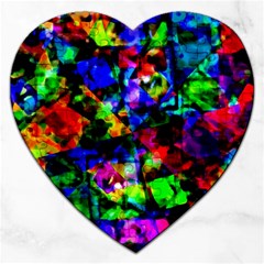 Multicolored Abstract Print Jigsaw Puzzle (heart) by dflcprintsclothing