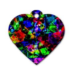 Multicolored Abstract Print Dog Tag Heart (two Sides)