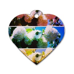 Bright Snowball Branch Collage (iii) Dog Tag Heart (two Sides) by okhismakingart