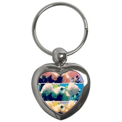 Washed Out Snowball Branch Collage (iv) Key Chain (heart) by okhismakingart