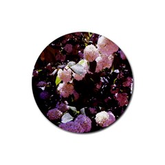 Purple Snowballs Rubber Coaster (round) 