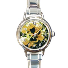 Yellow Snowballs Round Italian Charm Watch by okhismakingart