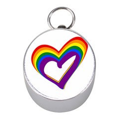 Rainbow Heart Colorful Lgbt Rainbow Flag Colors Gay Pride Support Mini Silver Compasses by yoursparklingshop