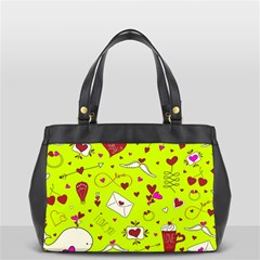 Valentin s Day Love Hearts Pattern Red Pink Green Oversize Office Handbag (2 Sides) by EDDArt