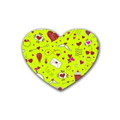 Valentin s Day Love Hearts Pattern Red Pink Green Heart Coaster (4 Pack) 