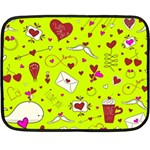 Valentin s Day Love Hearts Pattern Red Pink Green Double Sided Fleece Blanket (Mini)  35 x27  Blanket Back