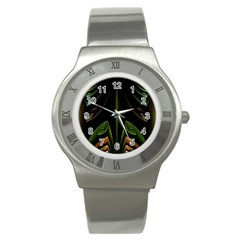 Fractal Texture Pattern Flame Stainless Steel Watch by Pakrebo