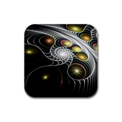 Fractal Bulbs Fantasy Curve Rubber Square Coaster (4 Pack)  by Pakrebo