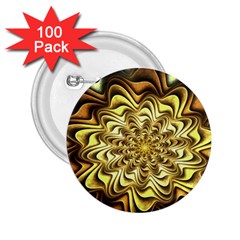 Fractal Flower Petals Gold 2 25  Buttons (100 Pack)  by Pakrebo