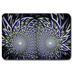 Fractal Blue Green Mirror Flowers Large Doormat 