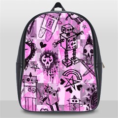 Pink Scene Kid Sketches School Bag (xl) by ArtistRoseanneJones