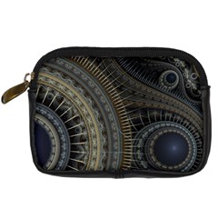 Fractal Spikes Gears Abstract Digital Camera Leather Case by Pakrebo