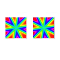 Rainbow Colour Bright Background Cufflinks (square) by Pakrebo