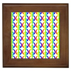 Retro Rainbow Gradient Peace Symbol Framed Tiles by Pakrebo