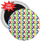 Retro Rainbow Gradient Peace Symbol 3  Magnets (100 pack) Front