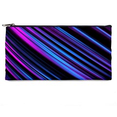 Blue Abstract Lines Pattern Light Pencil Cases by Pakrebo