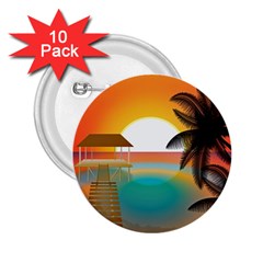 Sunset Beach Beach Palm Ocean 2 25  Buttons (10 Pack)  by Pakrebo