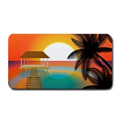 Sunset Beach Beach Palm Ocean Medium Bar Mats by Pakrebo