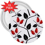 Rose Hip Pattern Branches Autumn 3  Buttons (10 pack)  Front