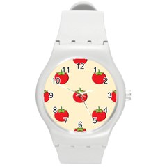 Fresh Tomato Round Plastic Sport Watch (m)