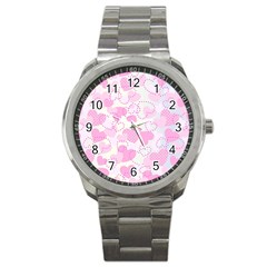 Valentine Background Hearts Sport Metal Watch by Bajindul