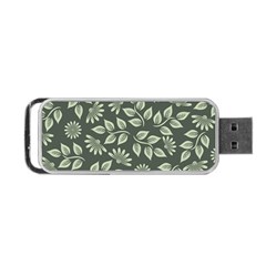 Flowers Pattern Spring Green Portable Usb Flash (two Sides) by Bajindul